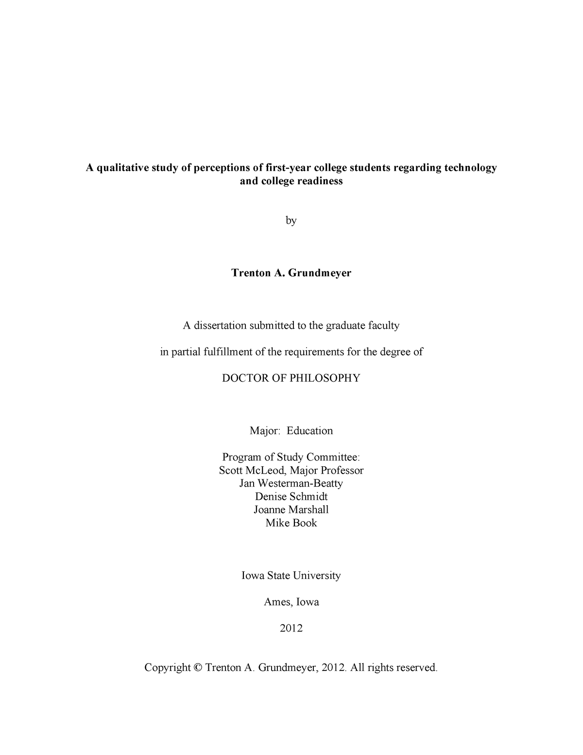 Grundmeyer iastate 0097E 12830 - A qualitative study of perceptions of ...