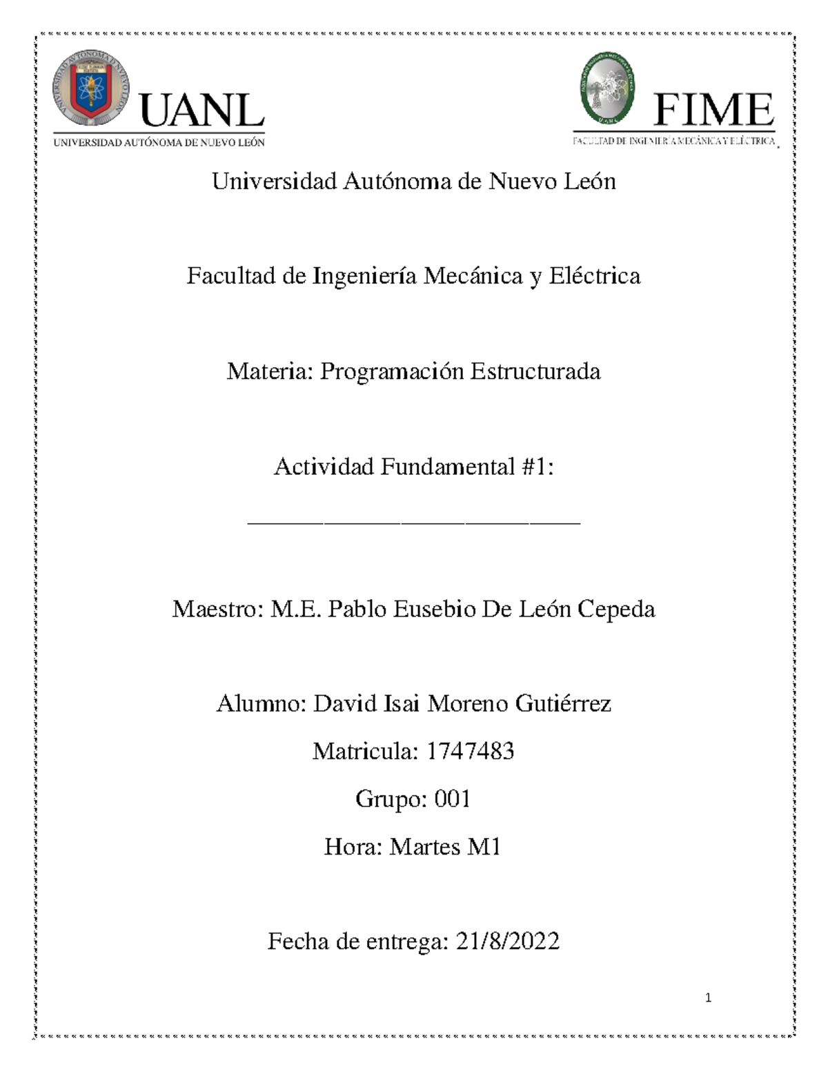 Actividad Fundamental 1 - Universidad Autónoma de Nuevo León Facultad ...