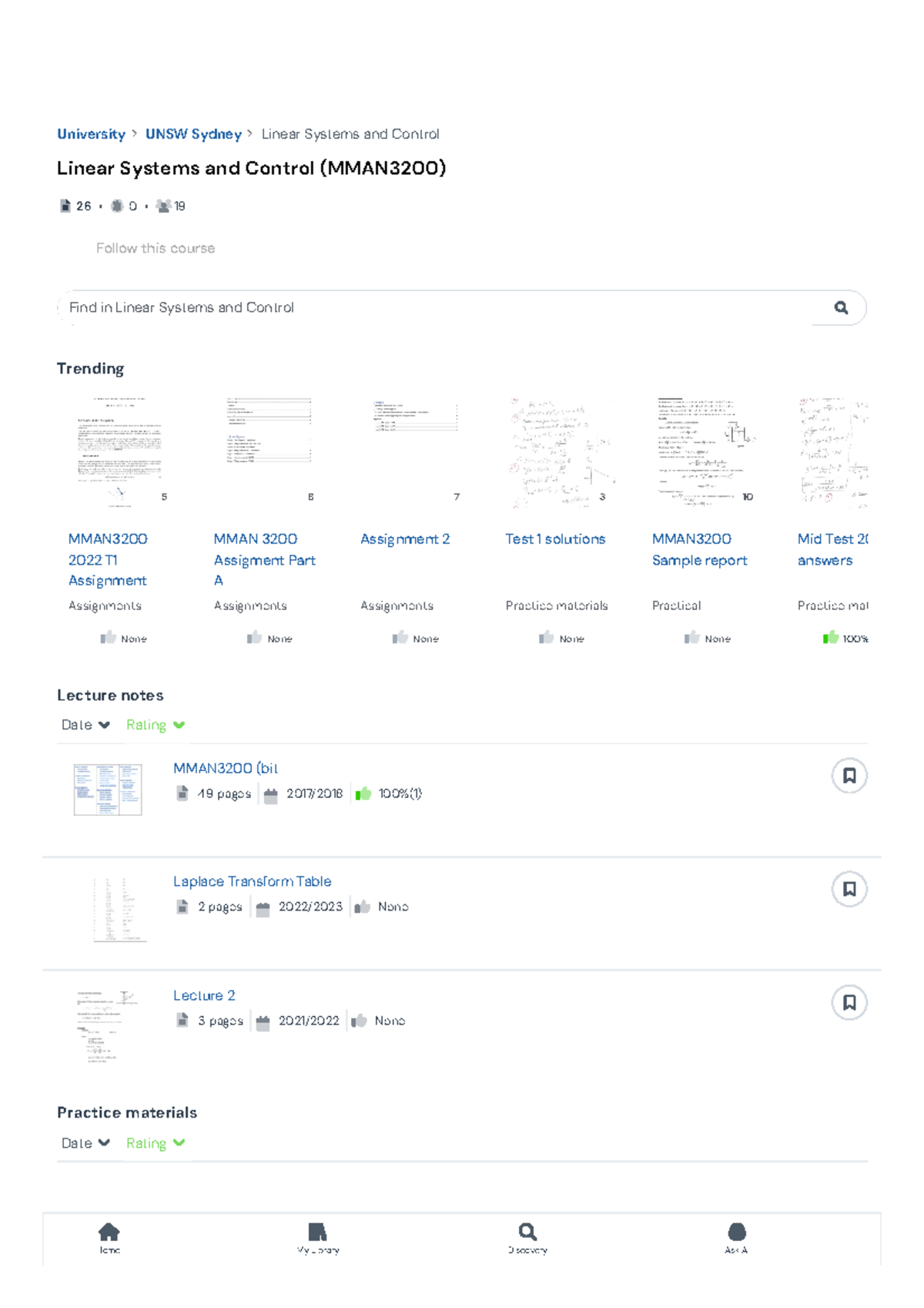 MMAN3200 UNSW Sydney Linear Systems and Control Studocu Linear