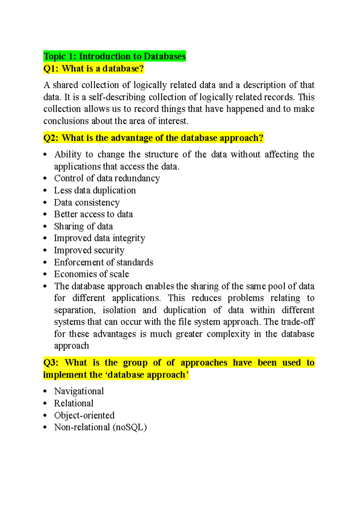 ICT 285 Exam Revision Topic 1-12 - Topic 1: Introduction To Databases ...