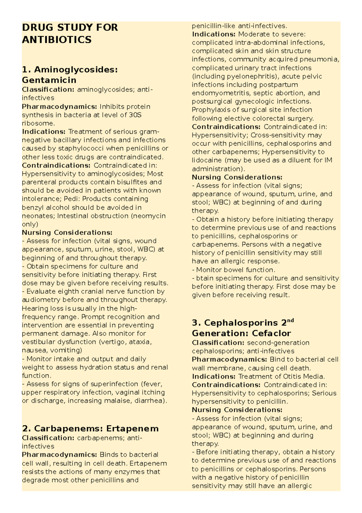 DRUG Study FOR Antibiotics DRUG STUDY FOR ANTIBIOTICS 1