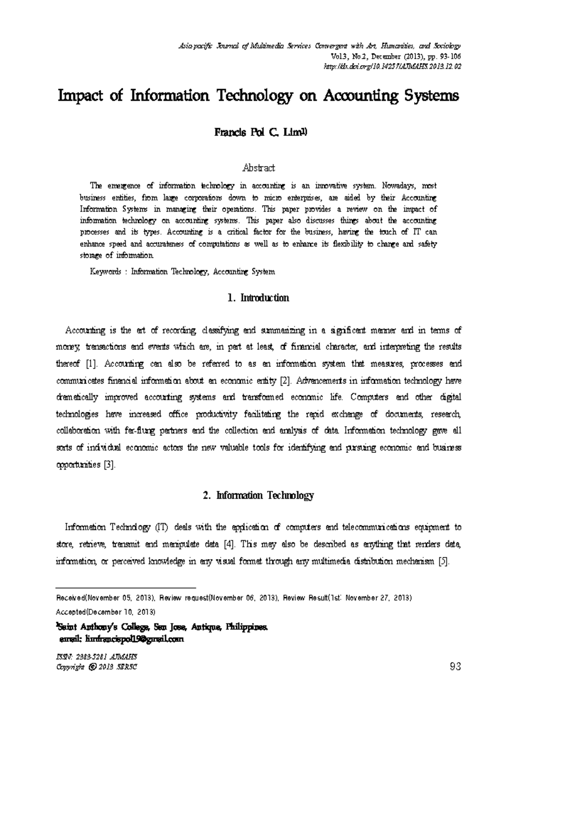 Impact of Information Technology on Accounting Systems Asiapacific