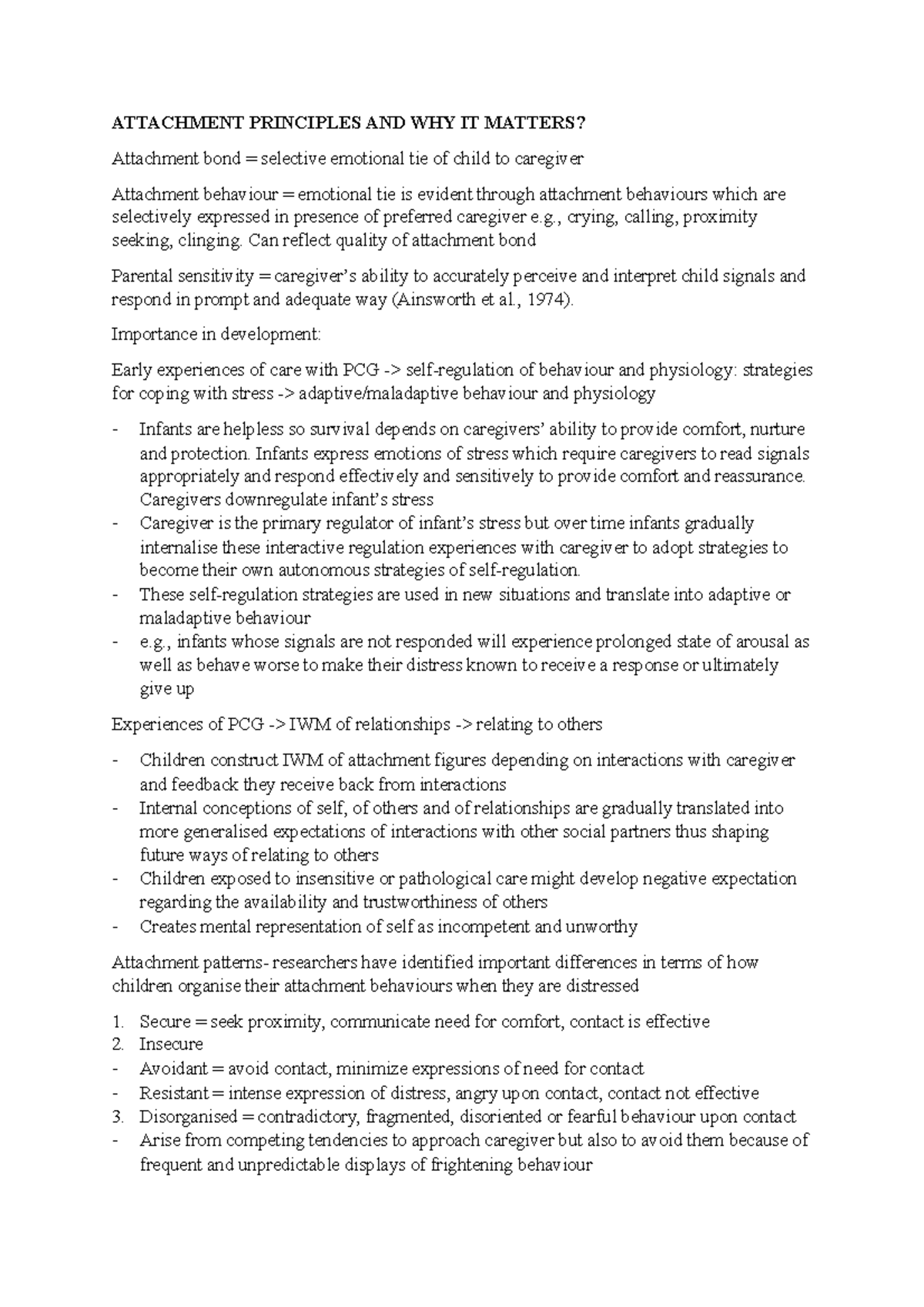 Attachment and Maltreatment (W5) ATTACHMENT PRINCIPLES AND WHY IT