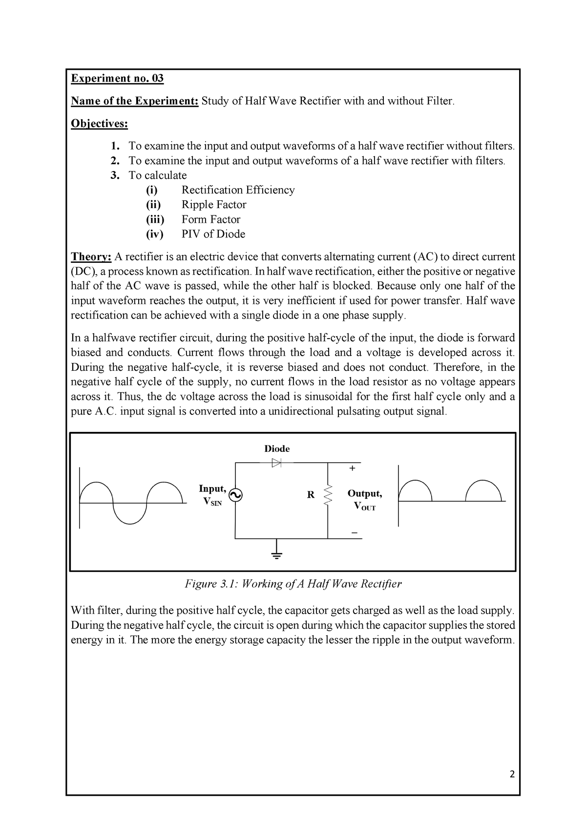 rectifier experiment lab report