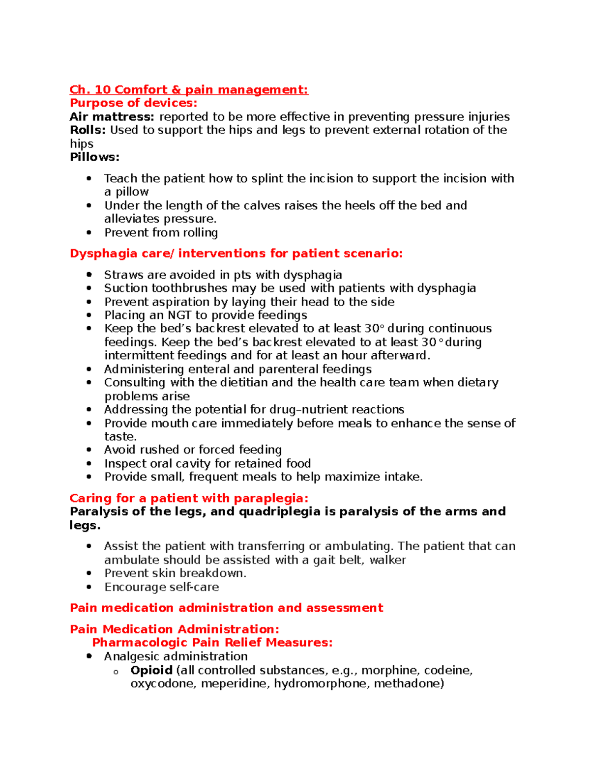 Funds Exam 2 study guide spring 24 - Ch. 10 Comfort & pain management ...