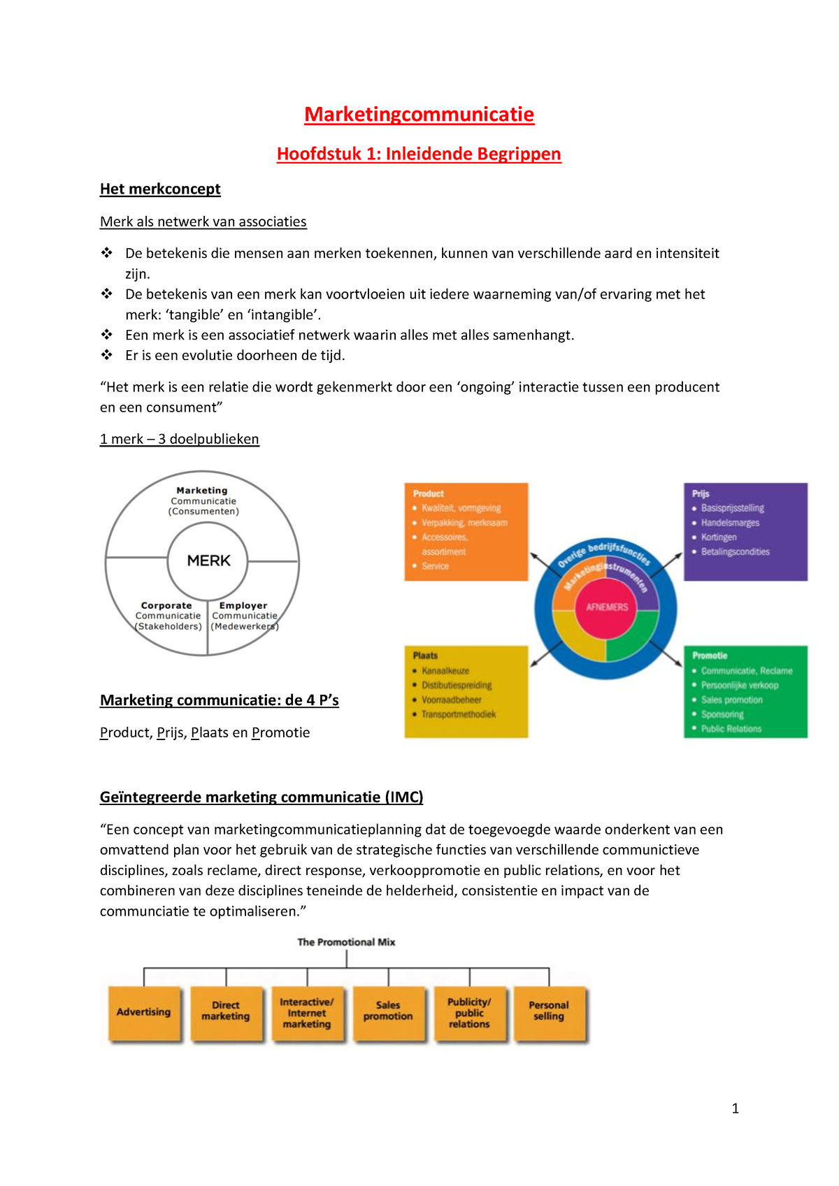 Marketingcommunicatie - Marketingcommunicatie Hoofdstuk 1: Inleidende ...