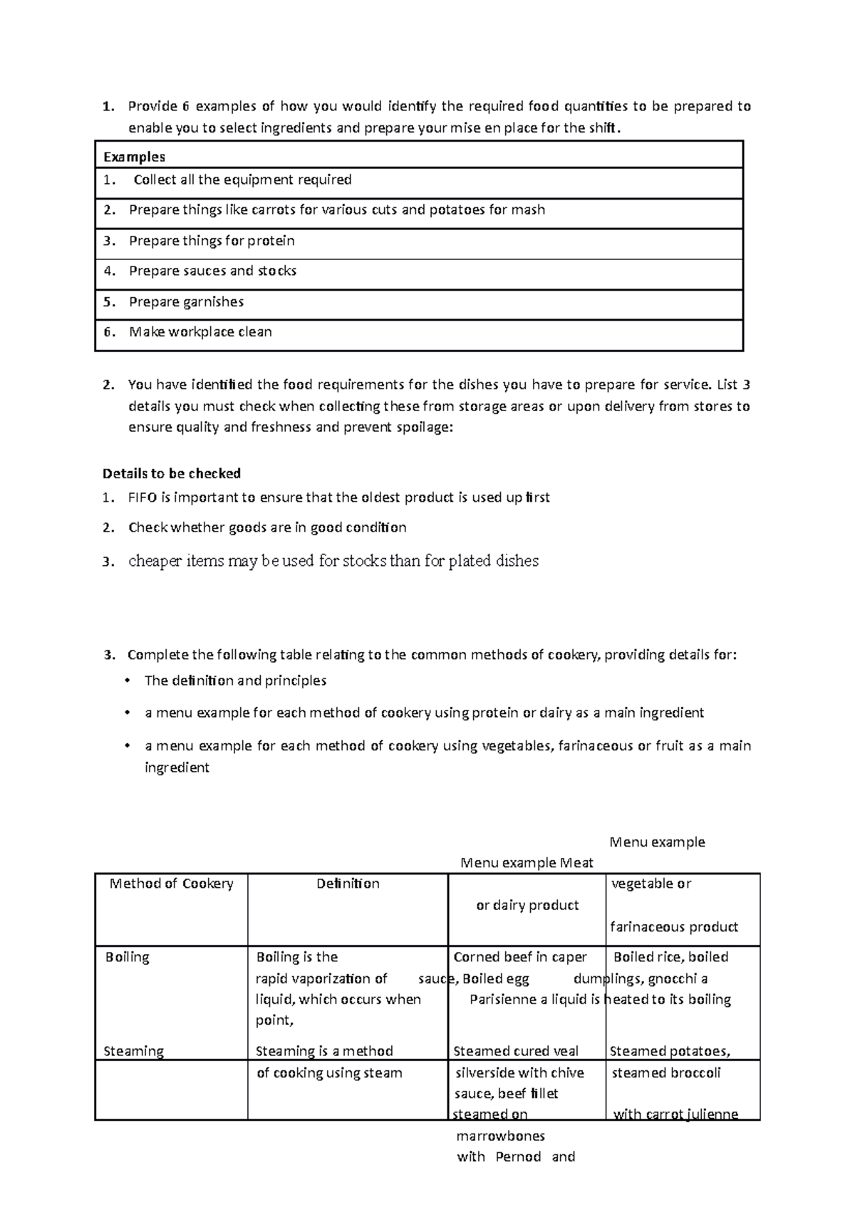 Sithccc 005 - 1. Provide 6 examples of how you would identify the ...