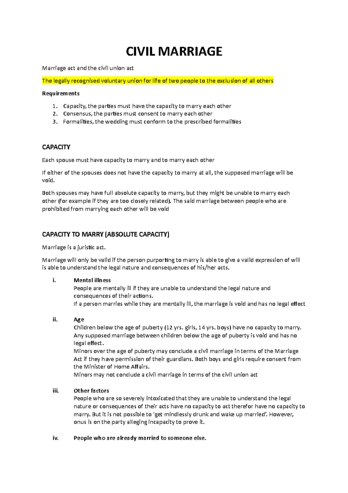 Requirements to Conclude A Valid Civil Marriage CIVIL MARRIAGE