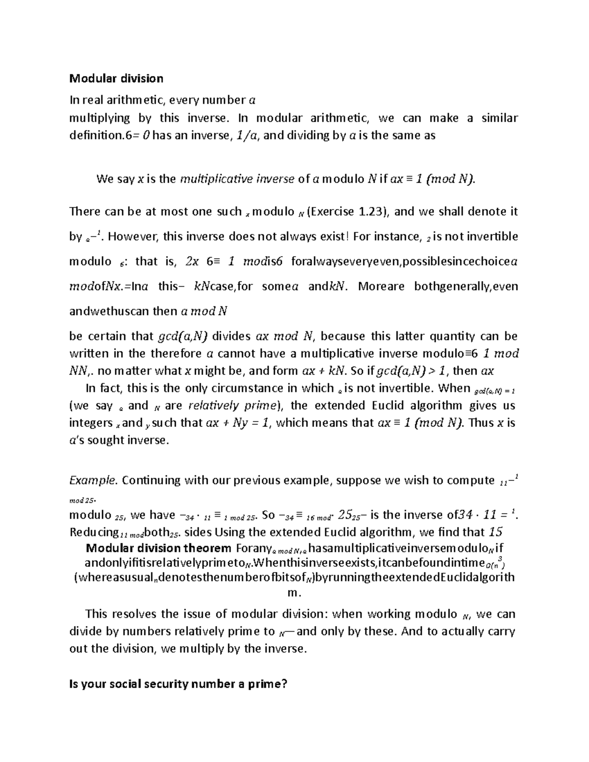 Modular division - In modular arithmetic, we can make a similar ...