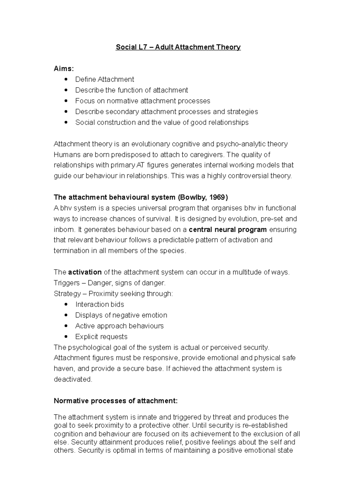 L7 – Adult Attachment Theory - Social L7 – Adult Attachment Theory Aims ...
