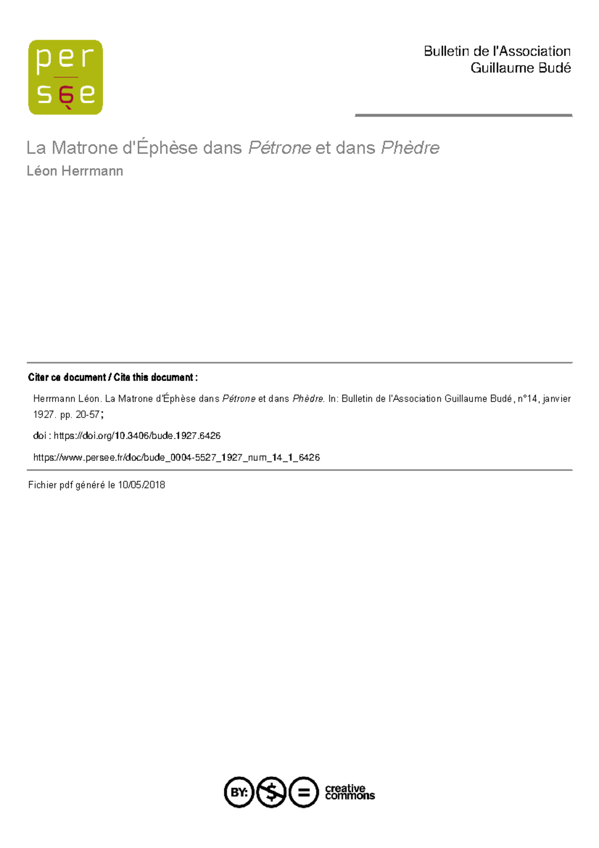 La Matrone d'Éphèse dans Pétrone et dans Phèdre - Bulletin de l ...