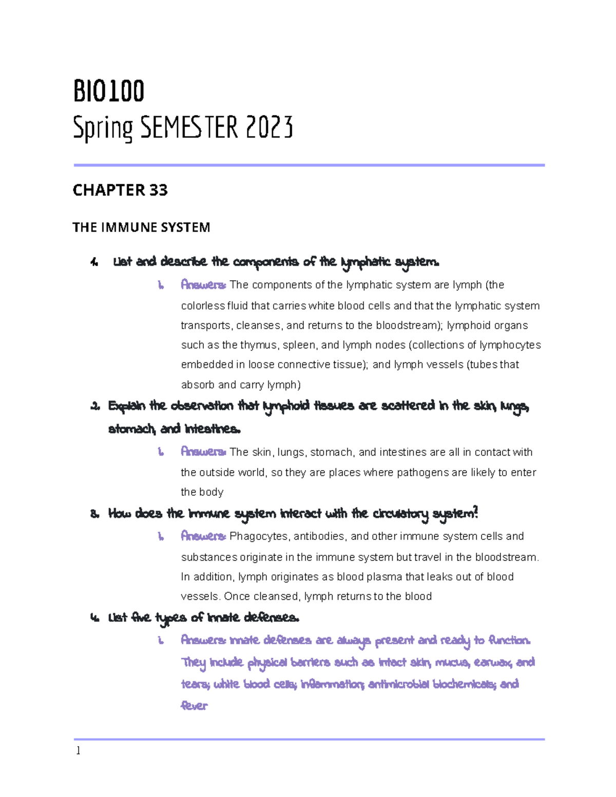 CH. 33 The Immune System - BIO Spring SEMTER 2023 CHAPTER 33 THE IMMUNE ...