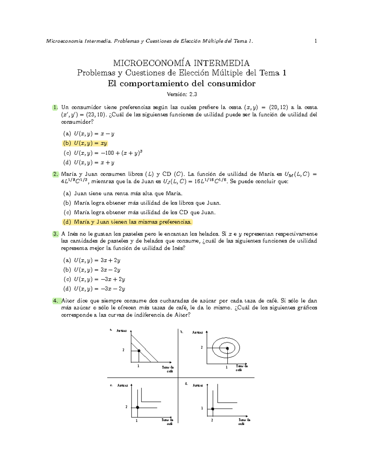 Ejercicios Tema 1: El Comportamiento Del Consumidor - MICROECONOM ́IA ...