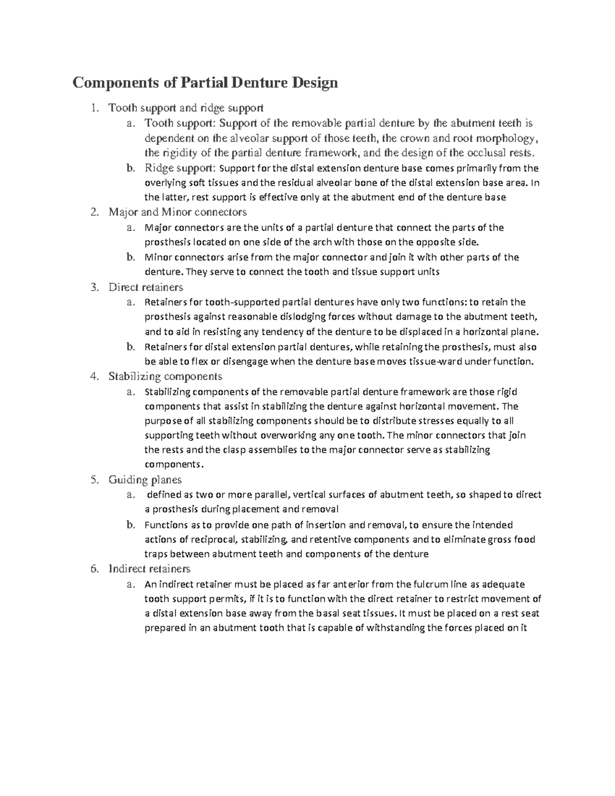 Components of Partial Denture Design - Tooth support and ridge support ...