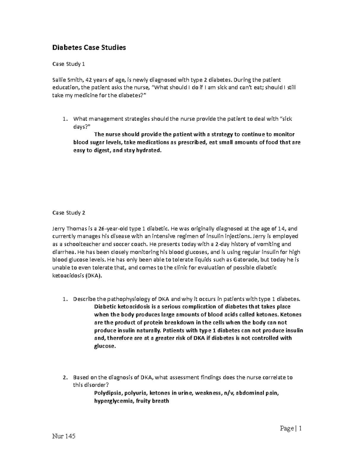 diabetes case study for students