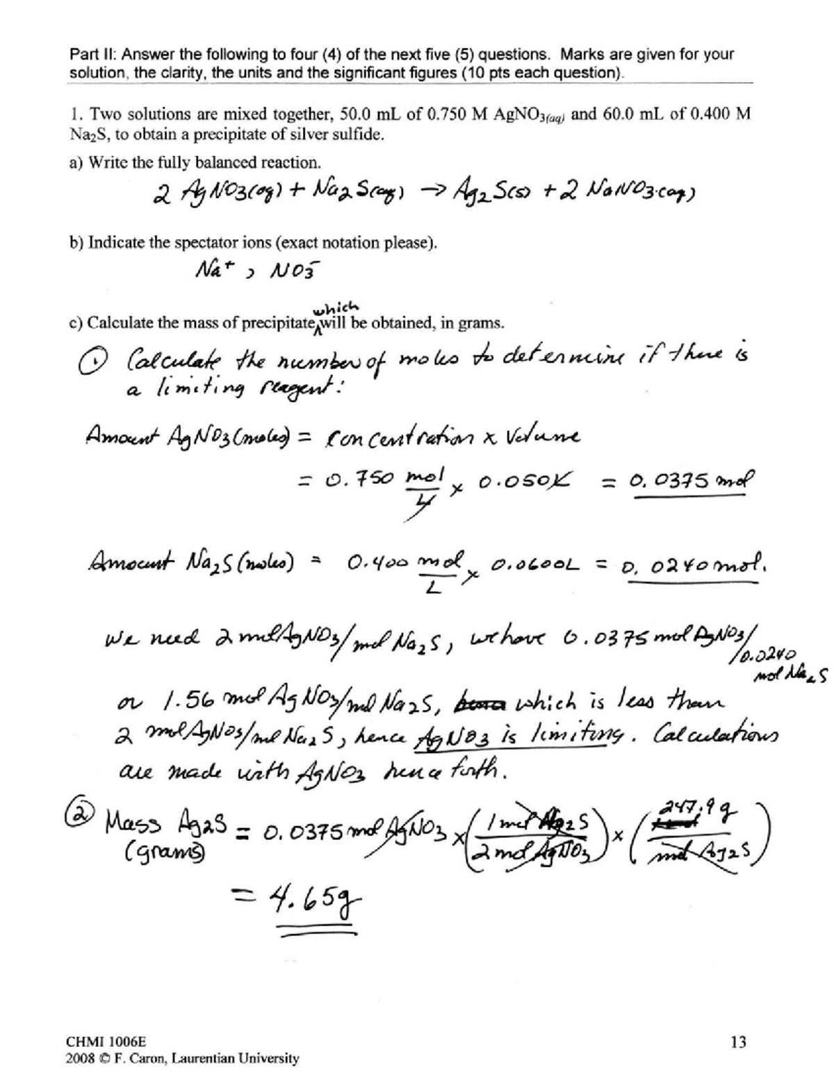 Midterm 2 Solutions - Chem - Chem1006 - Studocu