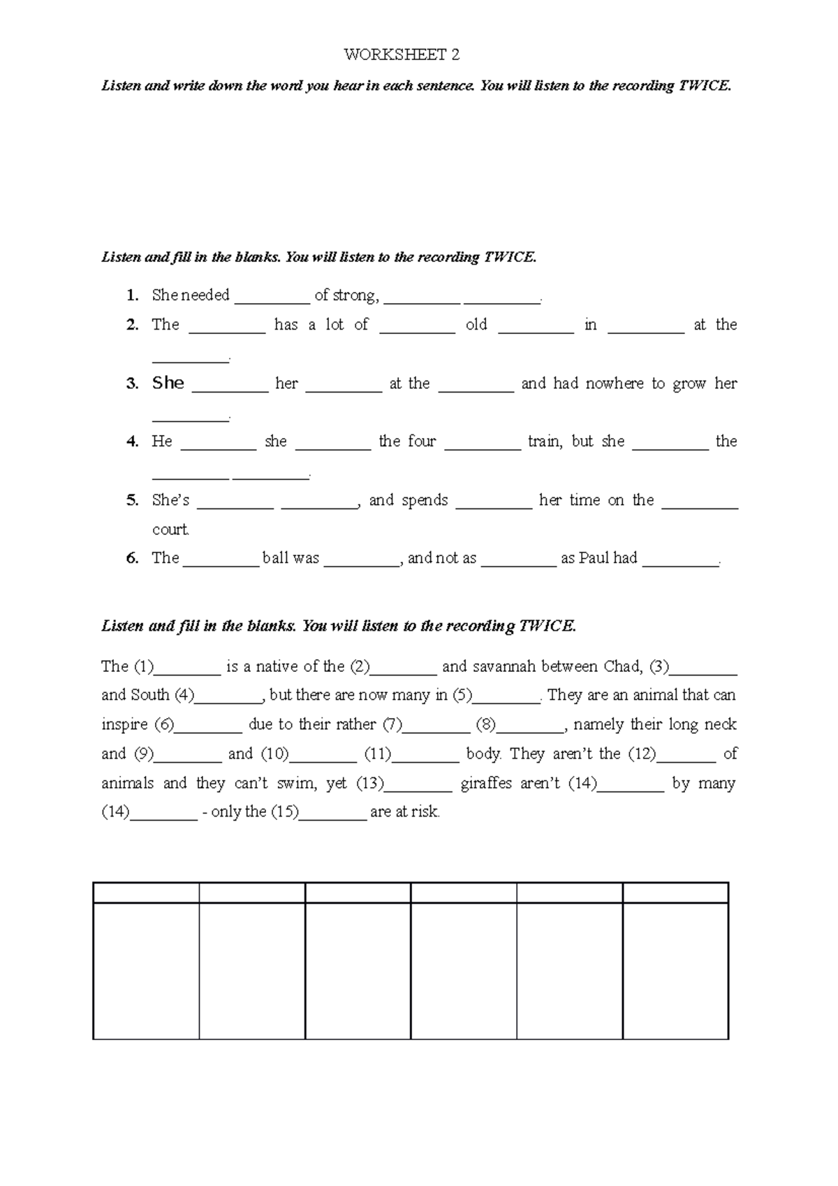 Worksheet 2 Compulsory Assignment upload - WORKSHEET 2 Listen and write ...