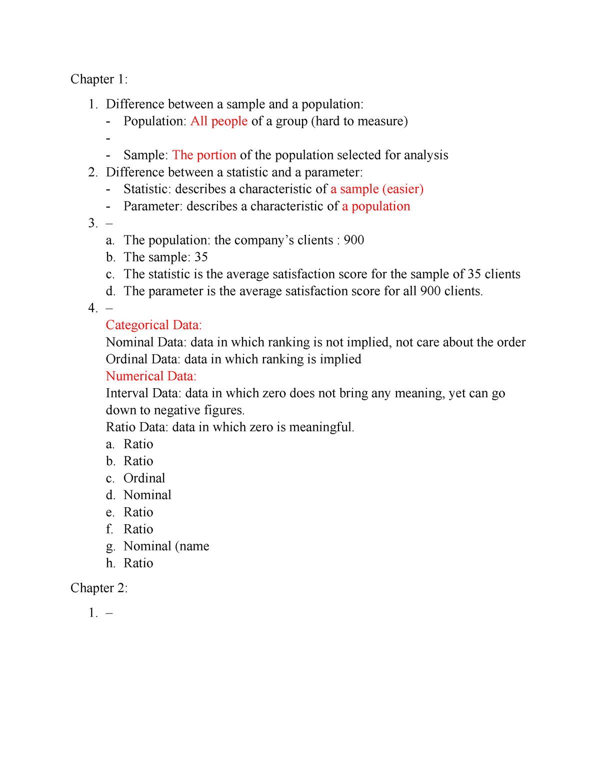 BUS121 - Tutorial Week 1 - Chapter 1: Difference Between A Sample And A ...