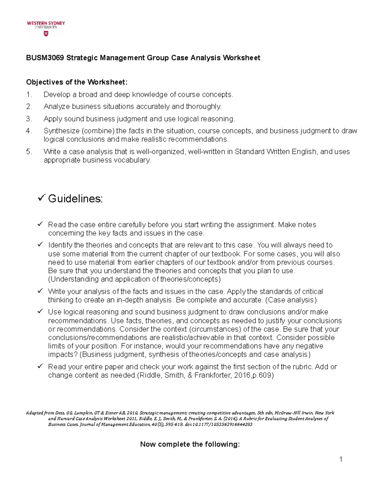 Week 1 Disney Case Analysis BUSM3069 Strategic Management Group