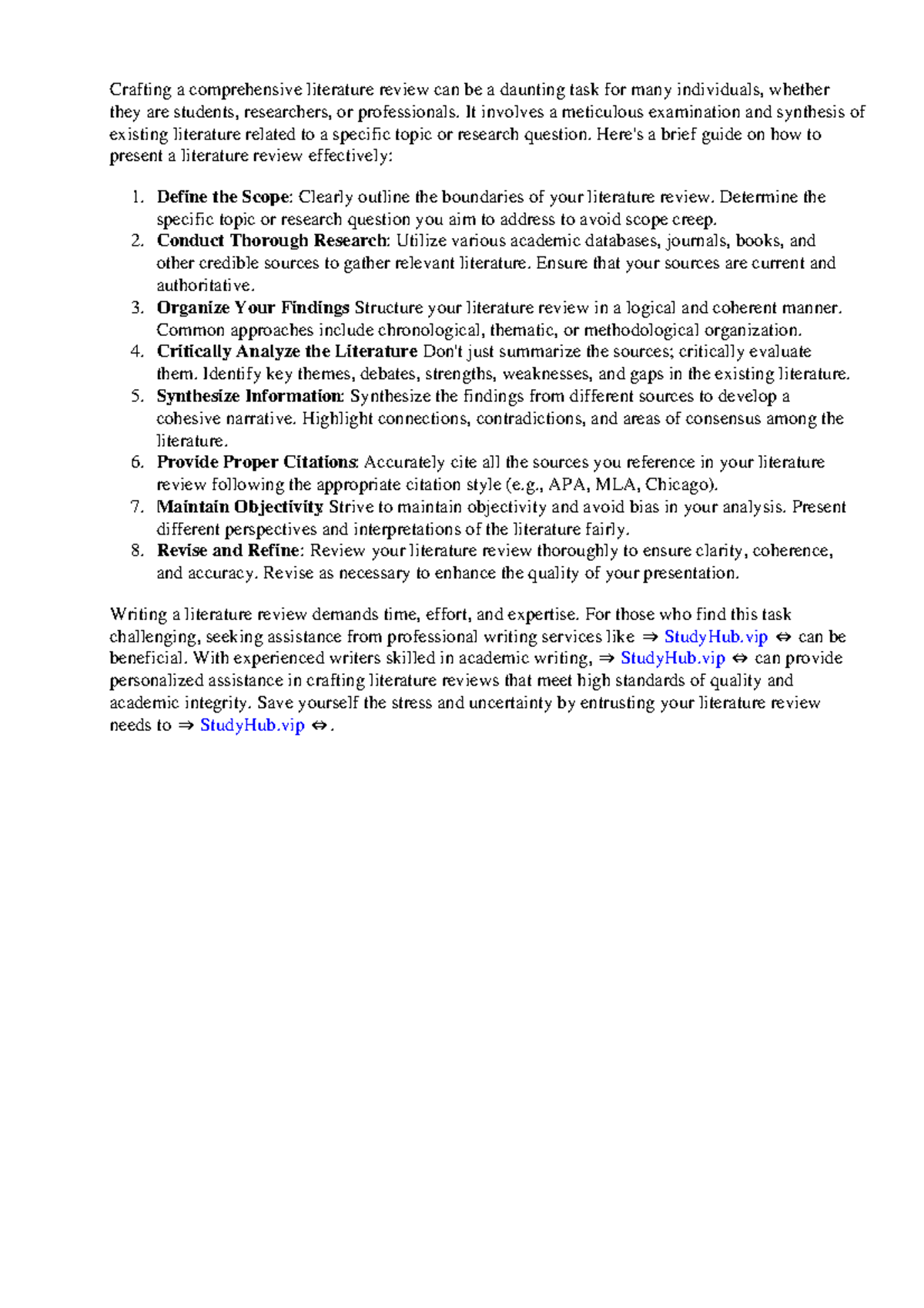 How To Present Literature Review - Crafting a comprehensive literature ...