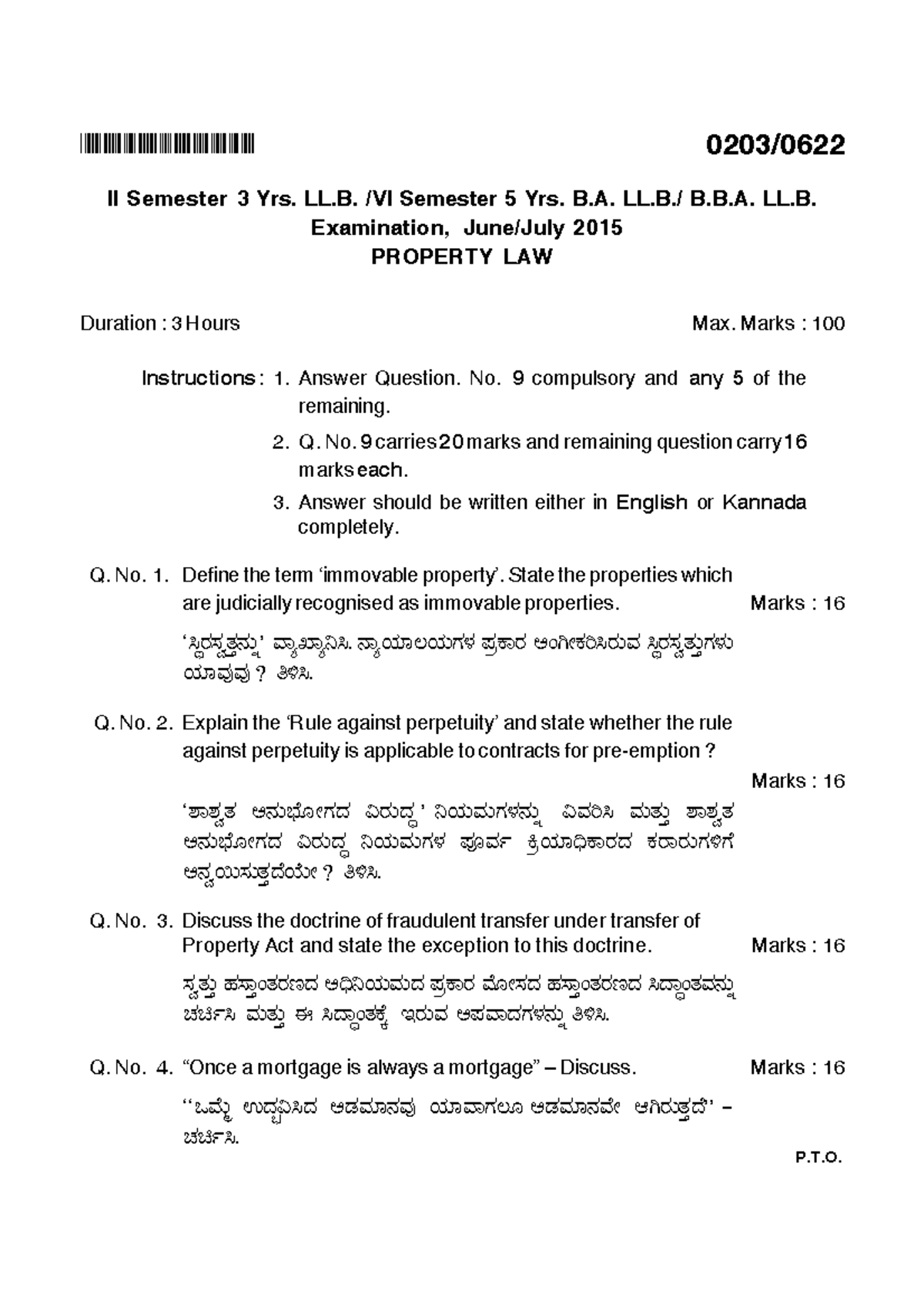 Property Lawas anda questions to appears in exams BHPHQHTPPB 0203/ II