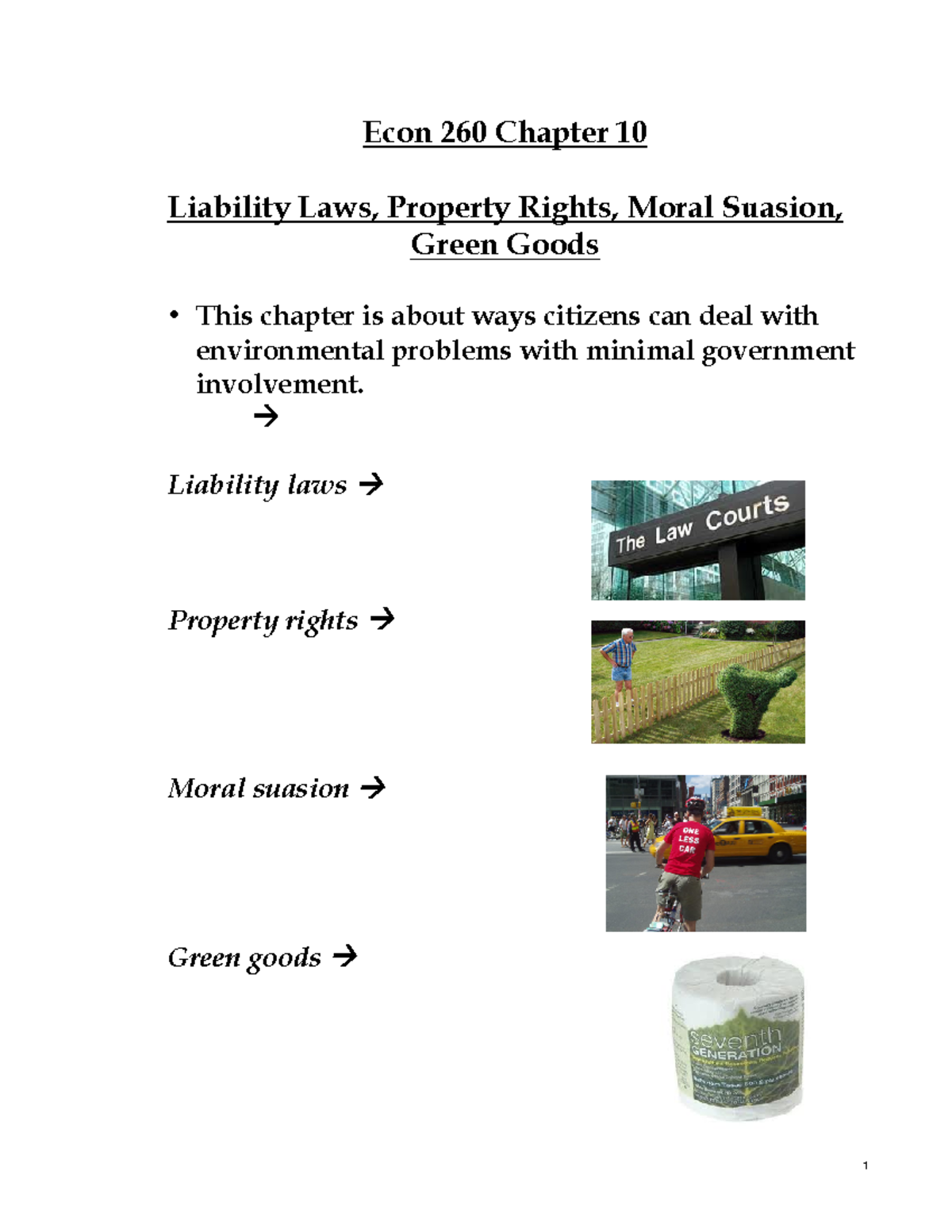 Ch 10 student slides Econ 260 Chapter 10 Liability Laws, Property
