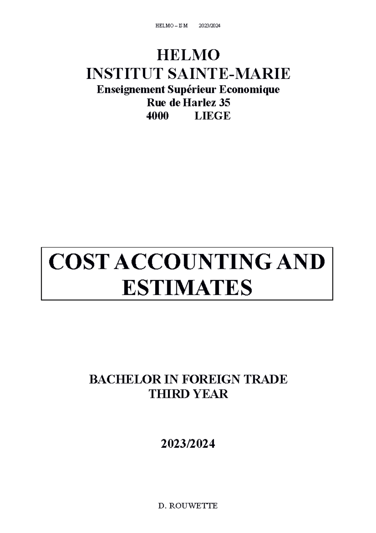 Syllabus 2023 2024 Anglais Erasmus 1Ã¨re partie HELMO INSTITUT SAINTE