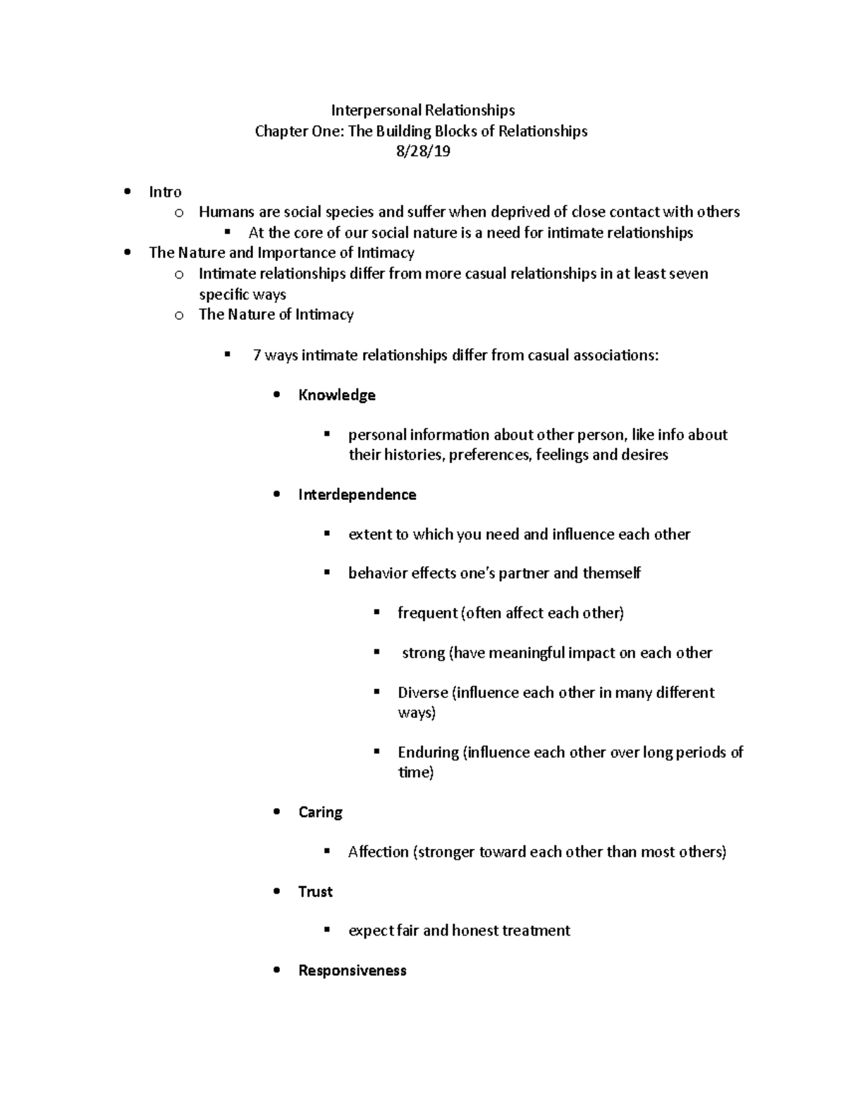 Interpersonal Relationships Chapter 1 - Interpersonal Relationships ...