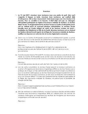 Examen intra - notes de cours - DRT 3810 - DROIT DE LA SANTÉ Définition ...