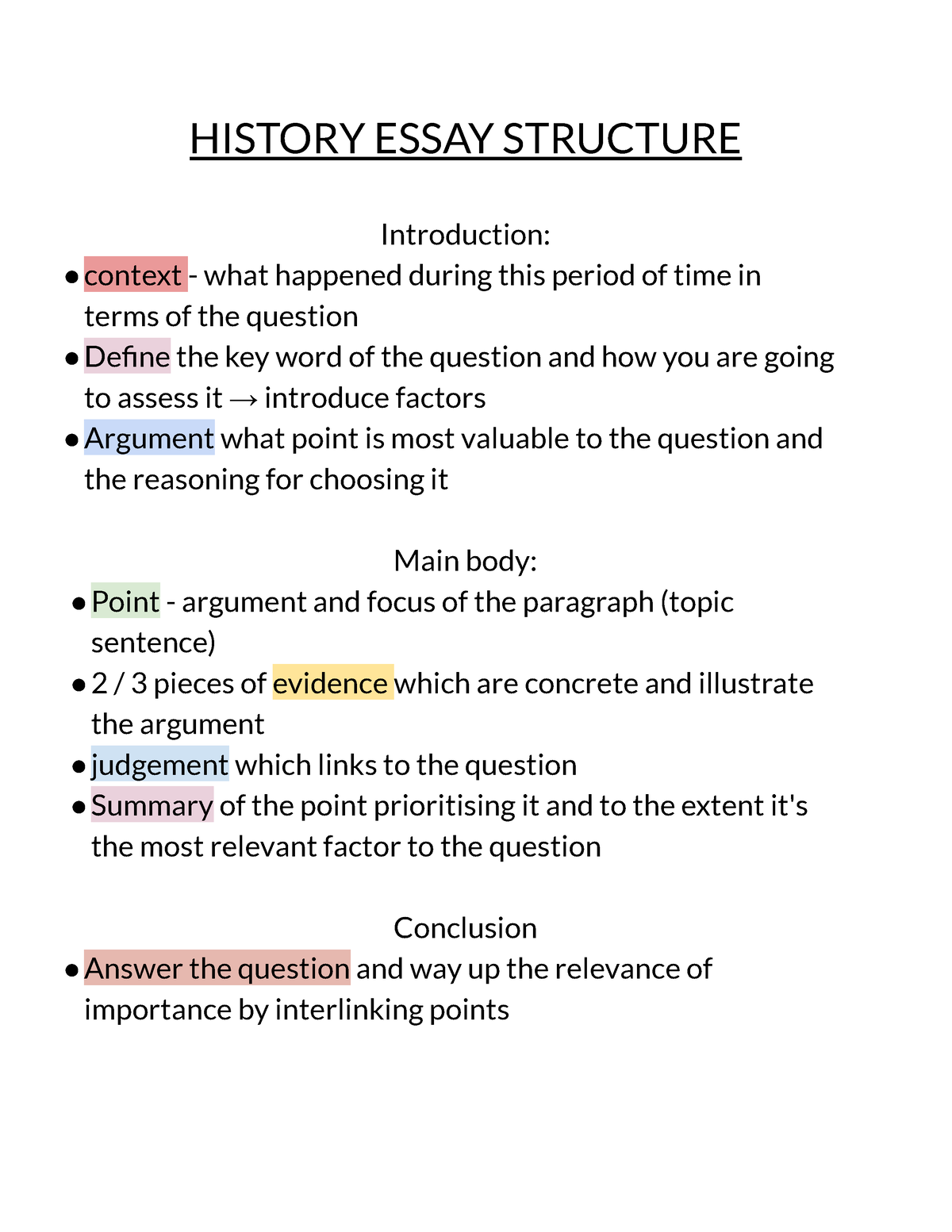 a level history essay structure