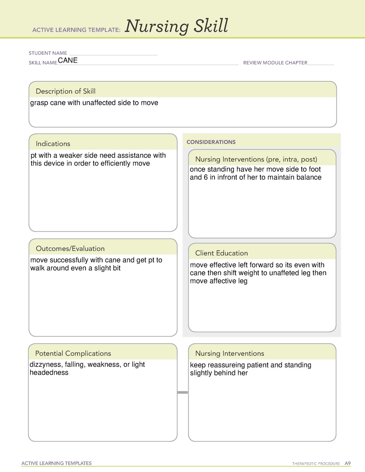 Active Learning Template Nursing Skill form (3)CANE - ACTIVE LEARNING ...