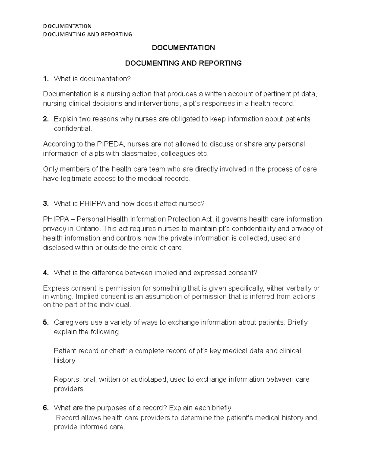 Documentation NRC Lab Preparation - DOCUMENTING AND REPORTING ...