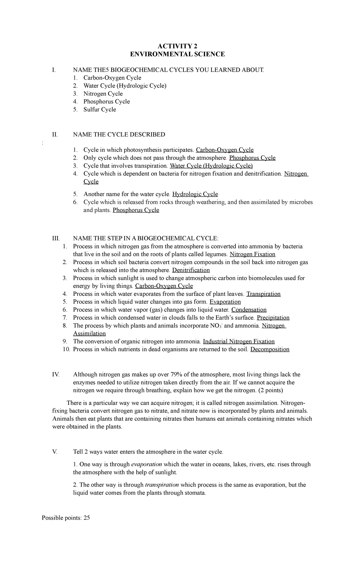 Activity #2 In Envi Sci - ACTIVITY 2 ENVIRONMENTAL SCIENCE I. NAME THE5 ...