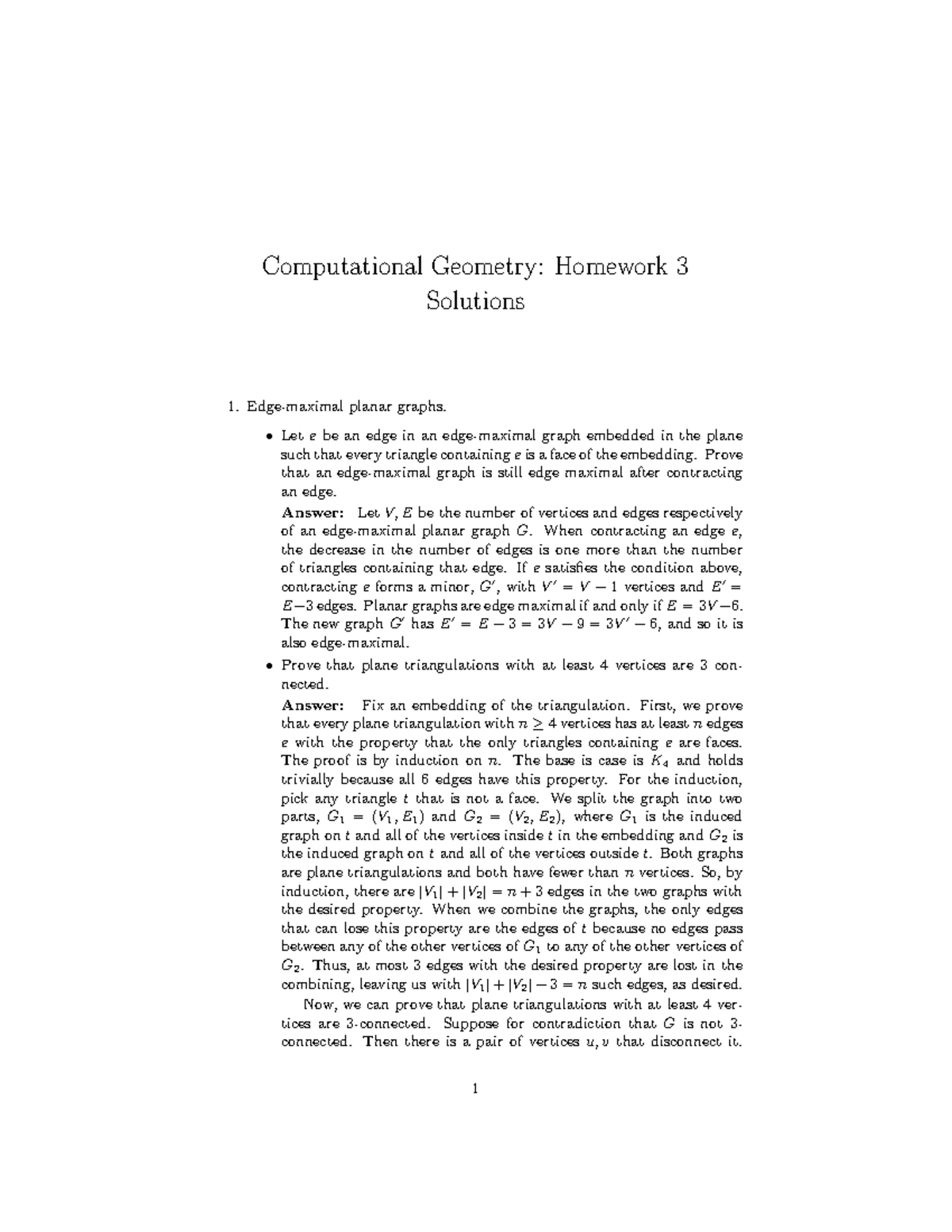 Hw3-answers - Lecture Notes 1 - Computational Geometry: Homework 3 ...