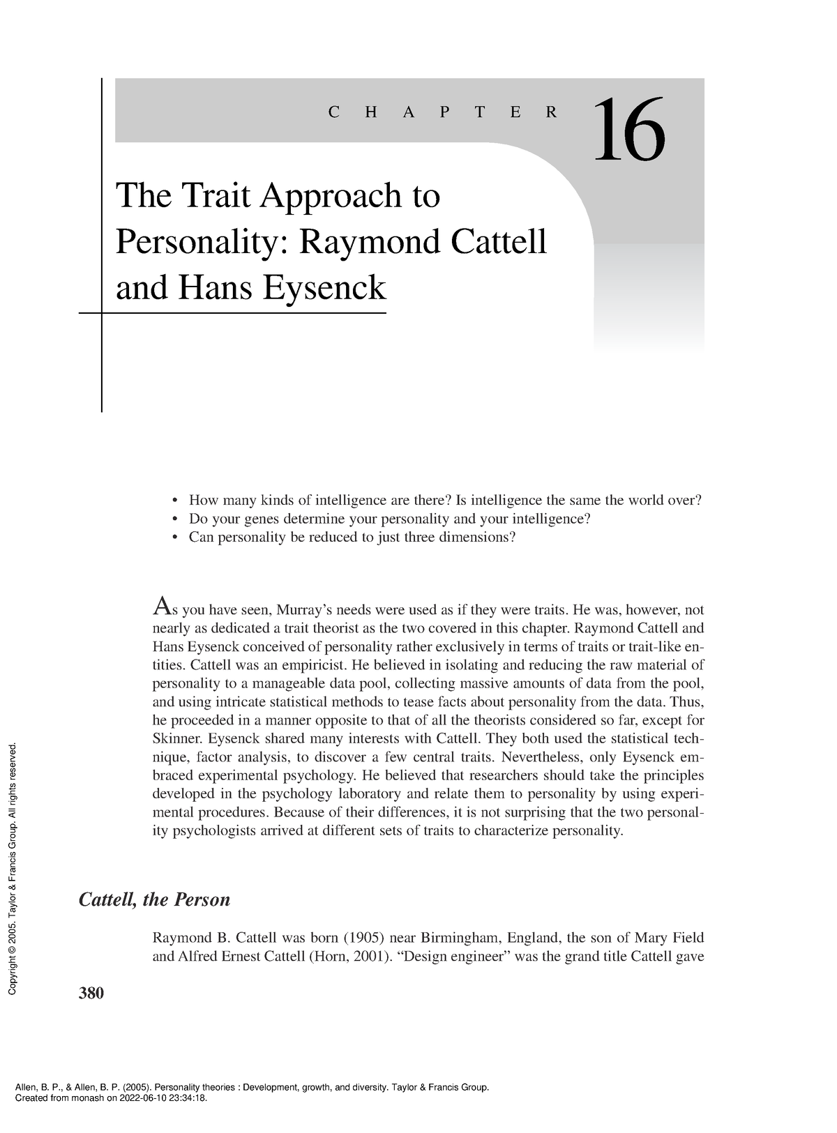 Raymond Cattel And Hans Eysenck Personality Theories Development ...