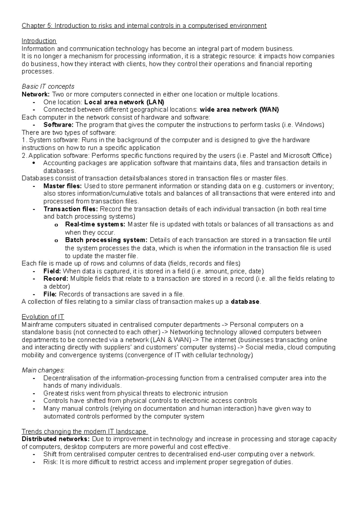 Chapter 5 Complete Summary Auditing 2b Chapter 5 Introduction To Risks And Internal 9679