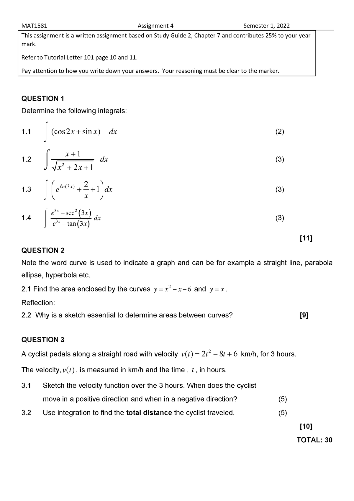 MAT1581 Assignment 4 Semester 2 - MAT1581 Assignment 4 Semester 1, 2022 ...