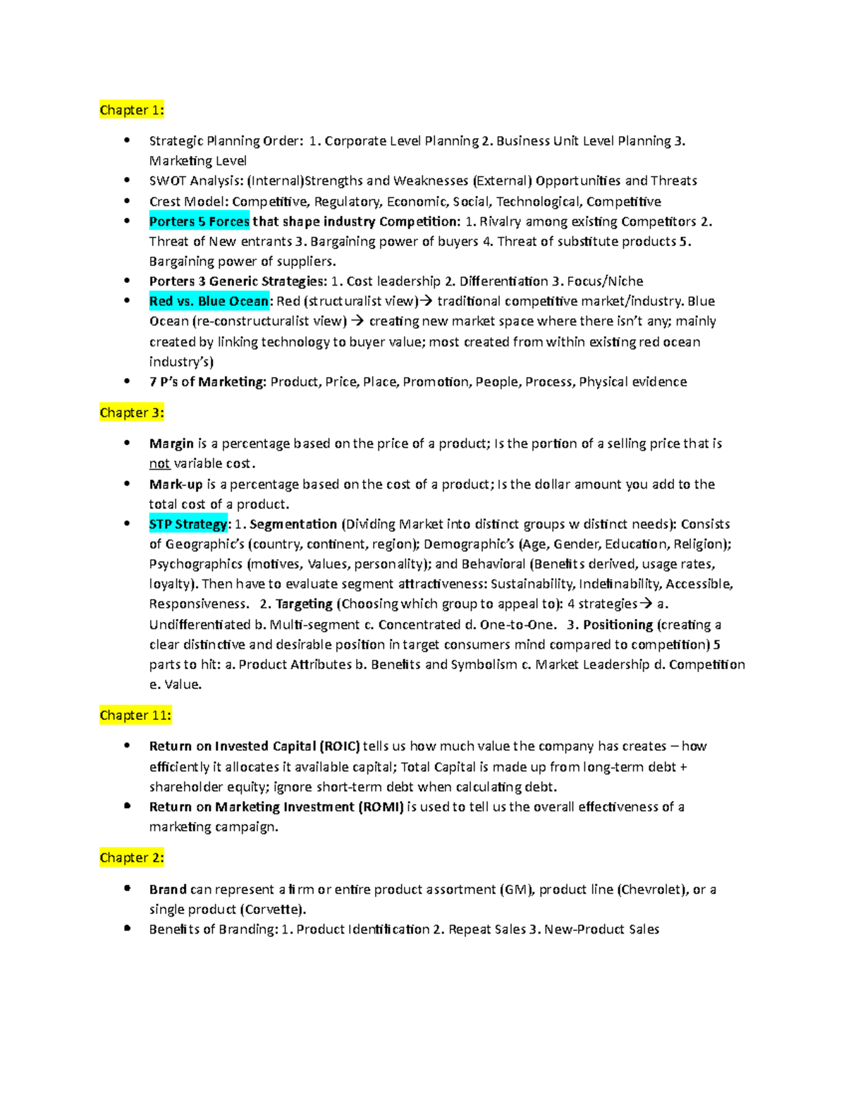 Final exam Study Content - Chapter 1: Strategic Planning Order: 1 ...