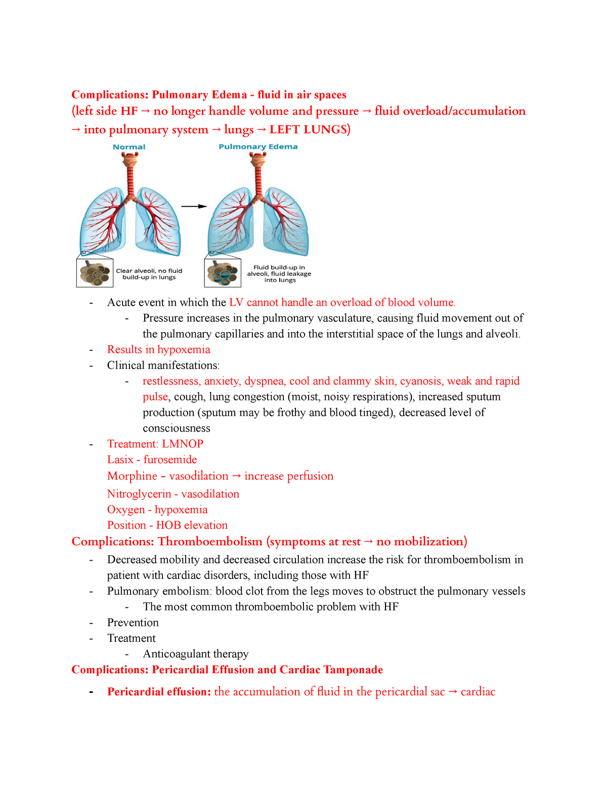 Heart Failure - Mc Weeney-2 - Complications: Pulmonary Edema - fluid in ...