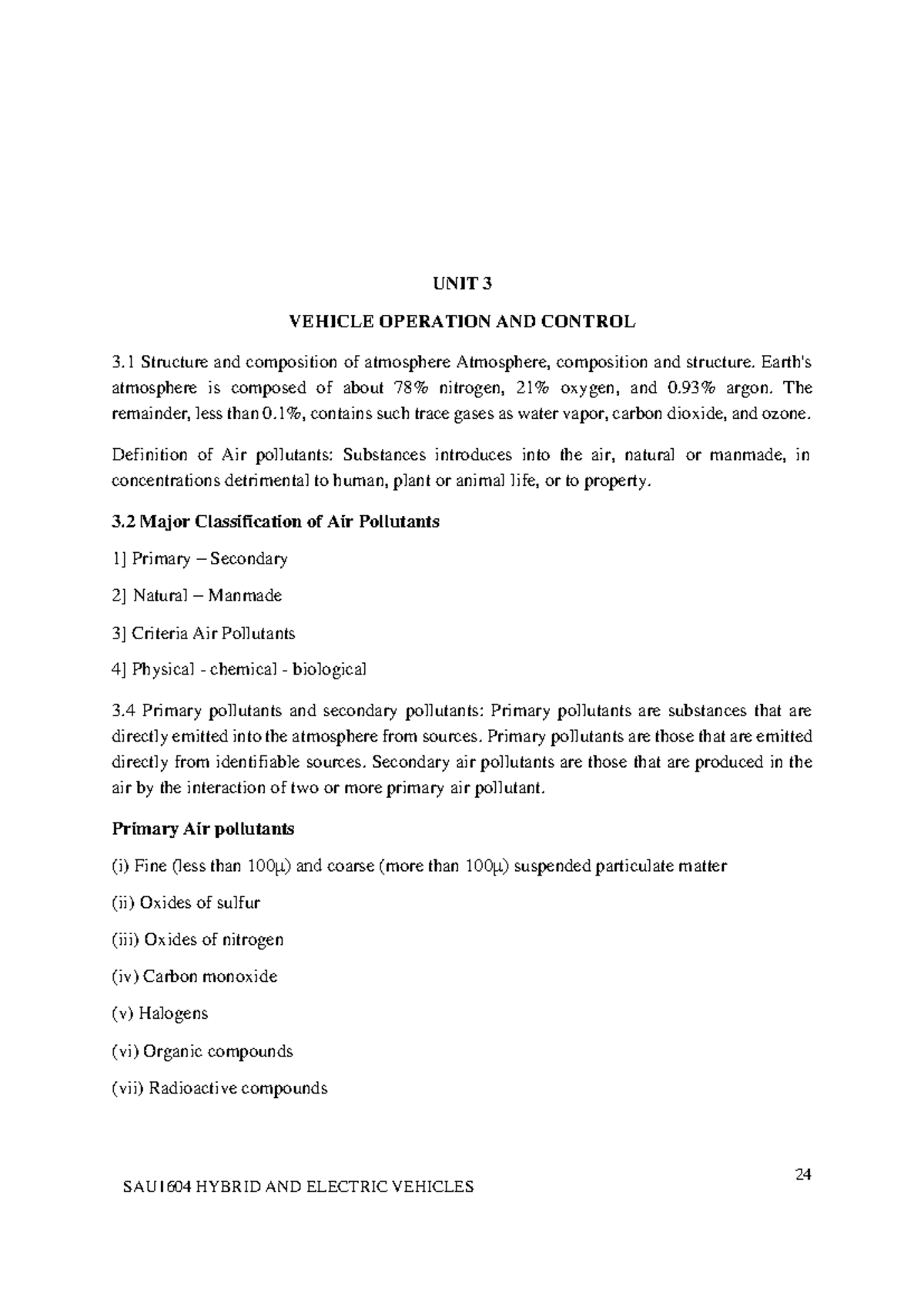 Vehicle Operation AND Control notes - UNIT 3 VEHICLE OPERATION AND ...