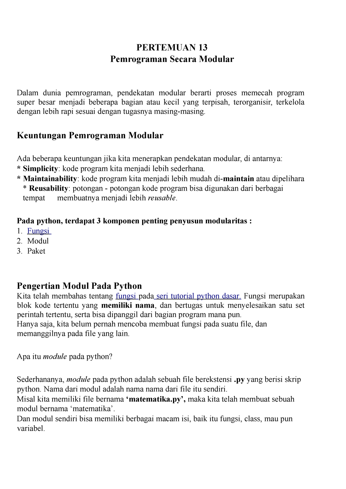 13. Pemrograman Modular - PERTEMUAN 13 Pemrograman Secara Modular Dalam ...