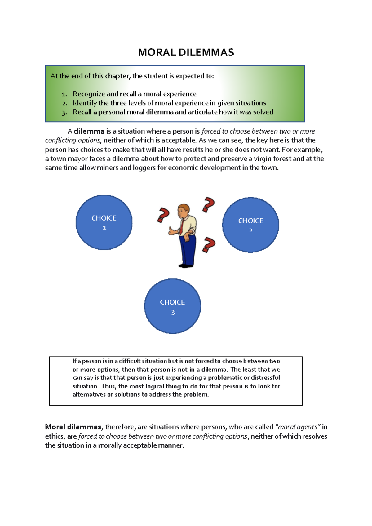 moral dilemma essay topics