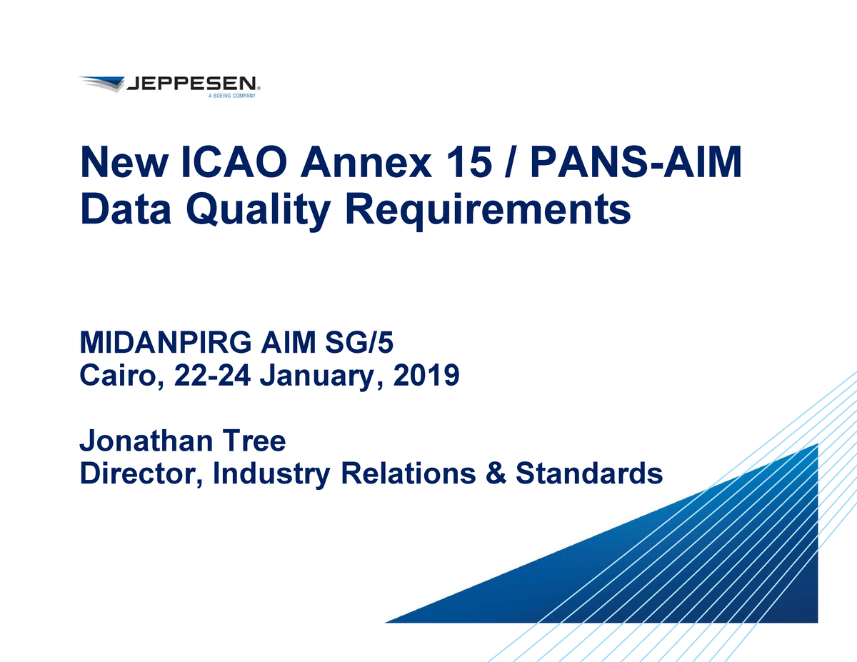 AVIA3301 Jeppesen Presentation Data - New ICAO Annex 15 / PANS-AIM Data ...