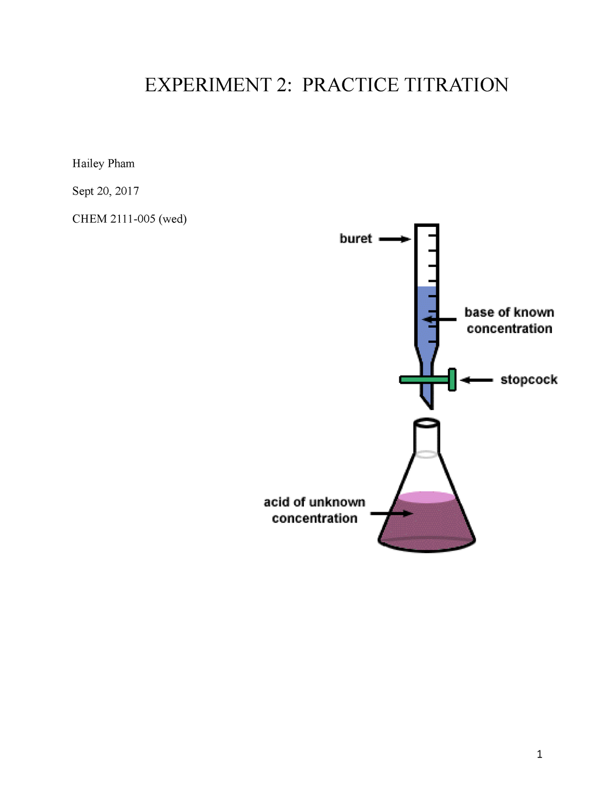 Lab report chemistry matriculation semester 1
