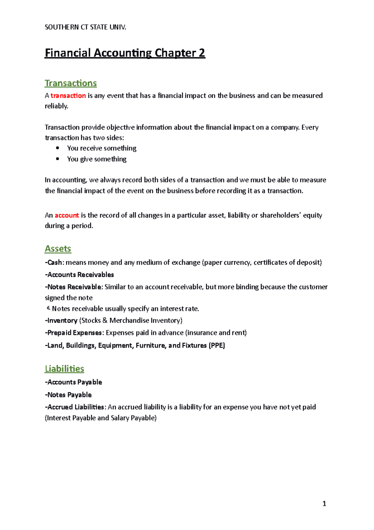 Financial Accounting Chapter 2 - Transaction provide objective ...