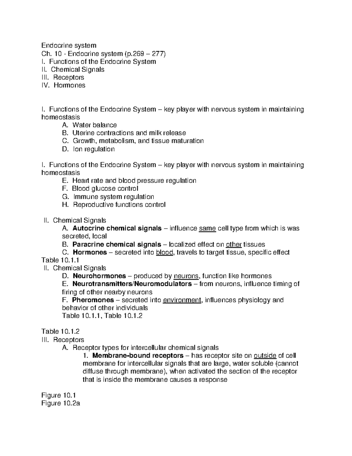 BIOL109 Ch10A Lecture notes - Endocrine system Ch. 10 - Endocrine ...