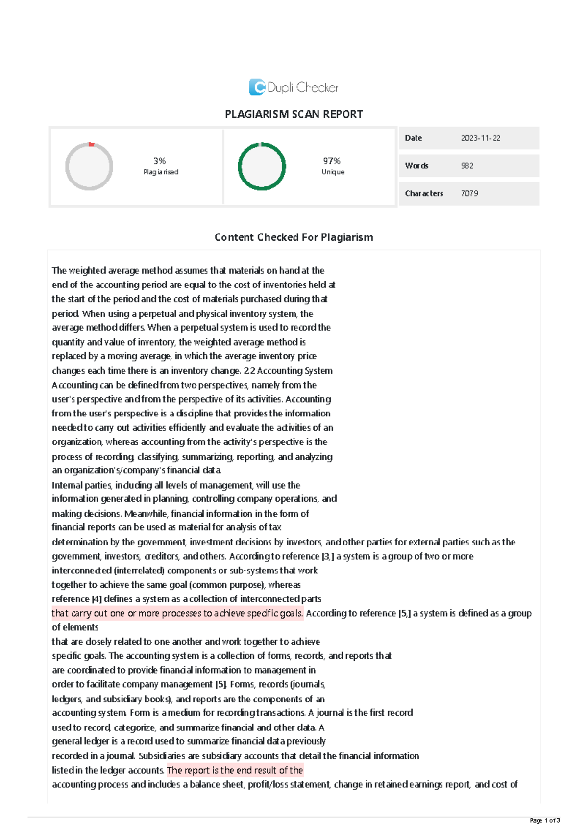 Duplichecker-Plagiarism-Report - PLAGIARISM SCAN REPORT 3% Plagiarised ...