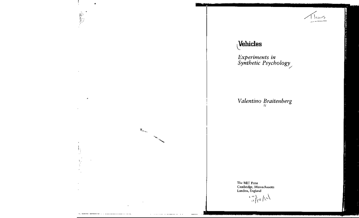 Vehicles, experiments in synthetic psychology CPS 571 Toronto Met