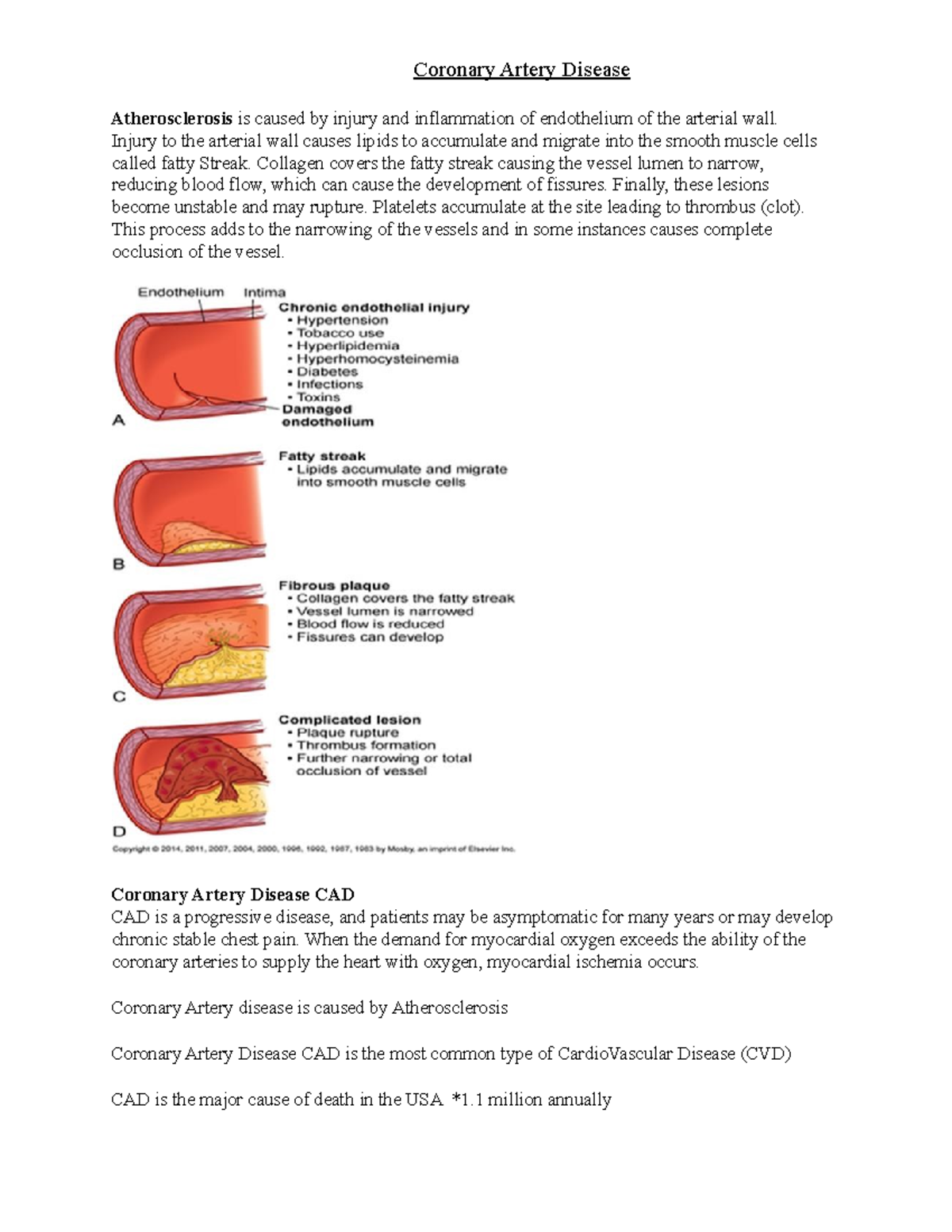 Coronary Artery Disease - Coronary Artery Disease Atherosclerosis is ...