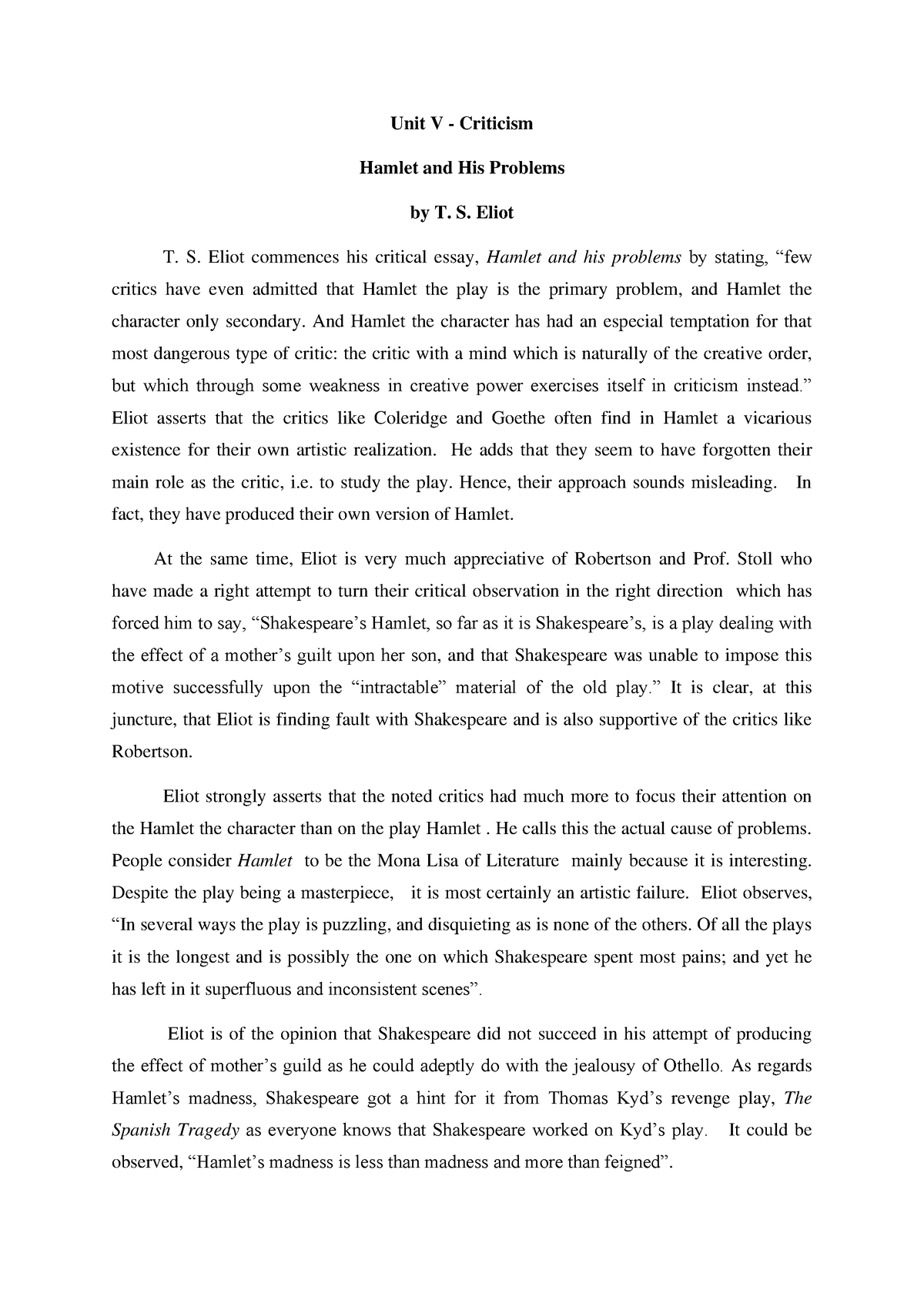 hamlet and his problems essay by t s eliot pdf